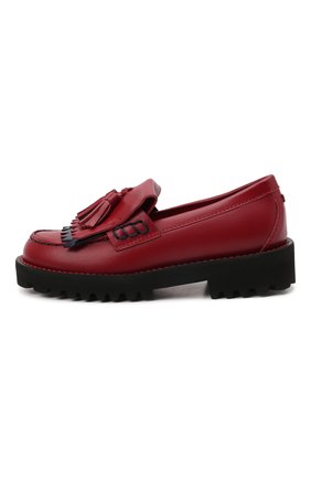 Детские кожаные лоферы DOLCE & GABBANA красного цвета, арт. D11044/A7924/24-28 | Фото 2 (Материал внутренний: Натуральная кожа; Материал внешний: Кожа; Обувь девочки: Обувь девочки)