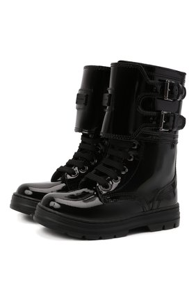 Детские кожаные ботинки DOLCE & GABBANA черного цвета по цене 36900 руб., арт. D11014/A0554/24-28 | Фото 1 Детские кожаные ботинки DOLCE & GABBANA черного цвета, арт. D11014/A0554/24-28 | Фото 1 (Материал утеплителя: Натуральный мех; Материал внешний: Кожа)