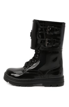 Детские кожаные ботинки DOLCE & GABBANA черного цвета по цене 36900 руб., арт. D11014/A0554/24-28 | Фото 2 Детские кожаные ботинки DOLCE & GABBANA черного цвета, арт. D11014/A0554/24-28 | Фото 2 (Материал утеплителя: Натуральный мех; Материал внешний: Кожа)