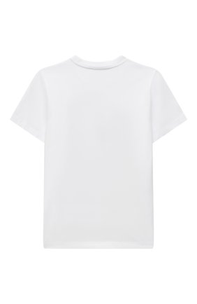 Детская хлопковая футболка STELLA MCCARTNEY белого цвета по цене 3830 руб., арт. 603434/SRJ53 | Фото 2 Детская хлопковая футболка STELLA MCCARTNEY белого цвета, арт. 603434/SRJ53 | Фото 2 (Материал внешний: Хлопок; Рукава: Короткие; Девочки Кросс-КТ: футболка-одежда; Ростовка одежда: 9 лет | 134 см, 12 лет | 152 см, 13 - 15 лет | 158 см, 16 лет | 164 см, 18 мес | 86 см, 2 года | 92 см, 3 года | 98 см, 4 года | 104 см, 5 лет | 110 см, 7 лет | 122 см)