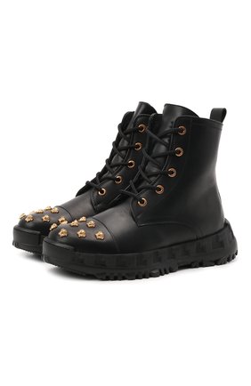 Детские кожаные ботинки VERSACE черного цвета по цене 36600 руб., арт. 1000467/1A01138/34-40 | Фото 1 Детские кожаные ботинки VERSACE черного цвета, арт. 1000467/1A01138/34-40 | Фото 1 (Материал внутренний: Натуральная кожа; Материал утеплителя: Натуральный мех; Материал внешний: Кожа)