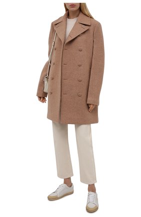 Женское шерстяное пальто JIL SANDER бежевого цвета по цене 237000 руб., арт. JSWT415124-WT200100 | Фото 2 Женское шерстяное пальто JIL SANDER бежевого цвета, арт. JSWT415124-WT200100 | Фото 2 (Стили: Минимализм; Материал подклада: Вискоза; Длина (верхняя одежда): До середины бедра; Рукава: Длинные; Материал внешний: Шерсть; 1-2-бортные: Двубортные)