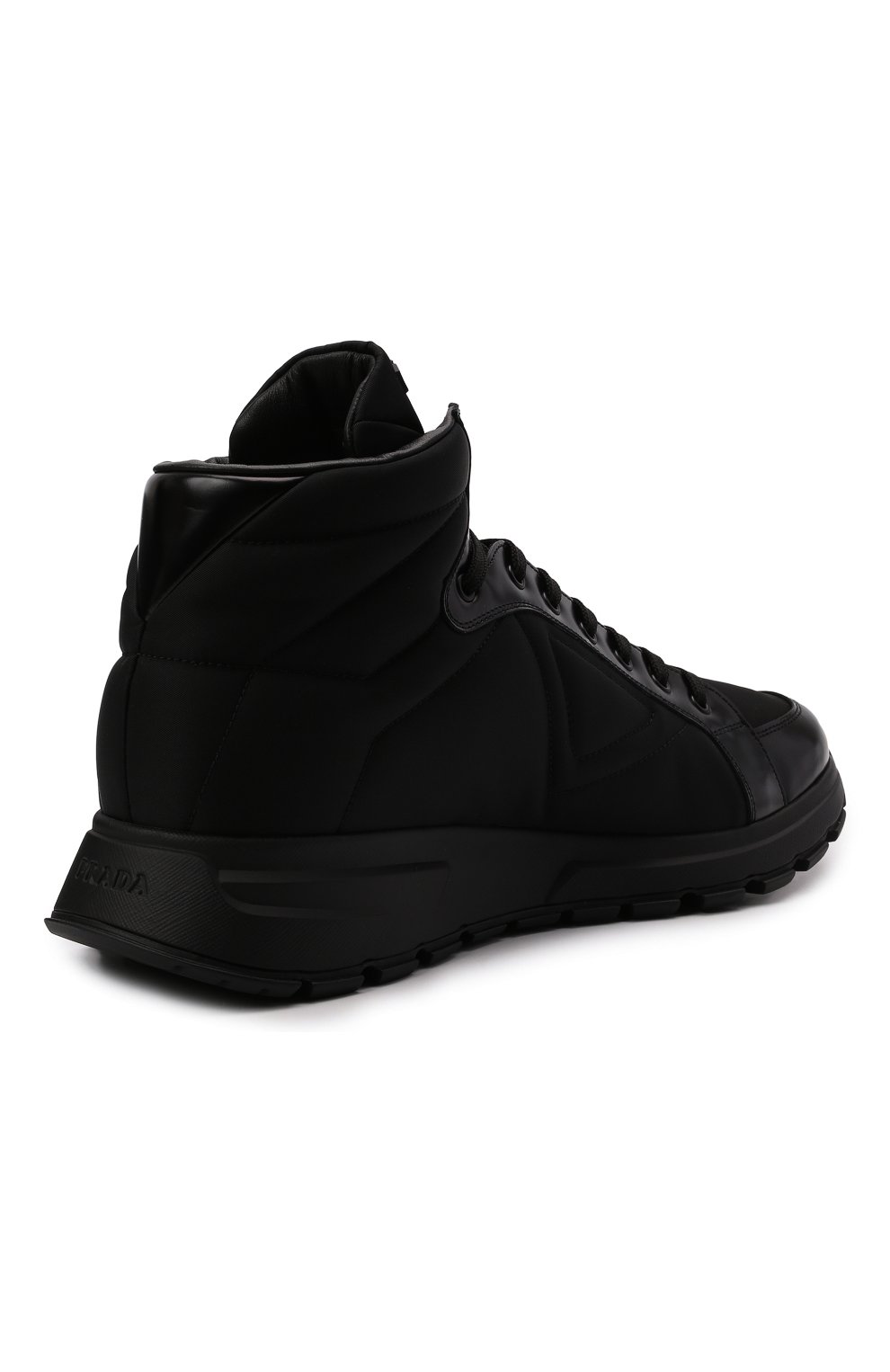 Мужские комбинированные кроссовки prax 01 PRADA черного цвета, арт. 4T3592-3LF5-F0002 | Фото 4 (Материал внешний: Текстиль; Стили: Классический; Материал утеплителя: Без утеплителя)
