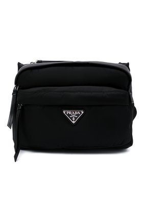 Мужская поясная сумка PRADA черного цвета, арт. 2VH038-2DW3-F0002-YOO | Фото 1 (Материал: Текстиль; Случай: Повседневный)