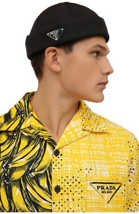 Мужская шапка PRADA черного цвета, арт. 2HC168-2DV4-F0002 | Фото 2 (Материал: Текстиль, Синтетический материал)