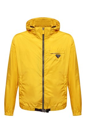 Мужская куртка PRADA желтого цвета, арт. SGB929-1WQ9-F0010-212 | Фото 1 (Материал внешний: Синтетический материал; Кросс-КТ: Куртка, Ветровка; Длина (верхняя одежда): Короткие; Стили: Спорт-шик)