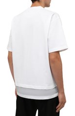 Мужская хлопковая футболка PRADA белого цвета, арт. UJN742-1YYA-F0N40-202 | Фото 4 (Принт: Без принта; Рукава: Короткие; Материал внешний: Хлопок; Стили: Минимализм)
