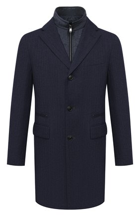 Мужской шерстяное пальто CORNELIANI темно-синего цвета по цене 116500 руб., арт. 881590-1812402/00 | Фото 1 Мужской шерстяное пальто CORNELIANI темно-синего цвета, арт. 881590-1812402/00 | Фото 1 (Мужское Кросс-КТ: пальто-верхняя одежда; Длина (верхняя одежда): До середины бедра; Рукава: Длинные; Материал внешний: Шерсть; Стили: Классический)