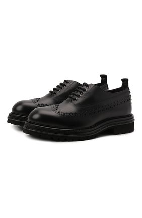 Мужские кожаные оксфорды ATTIMONELLI'S черного цвета, арт. AA658 | Фото 1 (Материал внутренний: Натуральная кожа; Стили: Классический; Мужское Кросс-КТ: Броги-обувь; Материал внешний: Кожа)