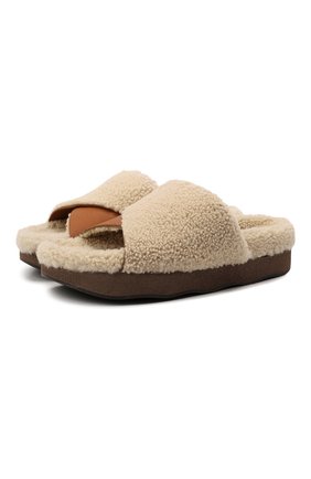 Женские меховые шлепанцы wavy CHLOÉ бежевого цвета по цене 49950 руб., арт. CHC21A455T5 | Фото 1 Женские меховые шлепанцы wavy CHLOÉ бежевого цвета, арт. CHC21A455T5 | Фото 1 (Подошва: Платформа; Материал утеплителя: Натуральный мех; Материал внешний: Натуральный мех)