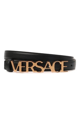 Женский кожаный ремень VERSACE черного цвета по цене 27900 руб., арт. 1002202/DV3T | Фото 1 Женский кожаный ремень VERSACE черного цвета, арт. 1002202/DV3T | Фото 1 (Кросс-КТ: Тонкие)