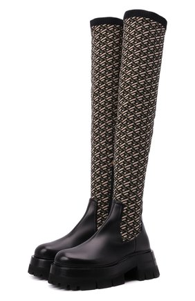 Женские комбинированные ботфорты VERSACE хаки цвета по цене 103500 руб., арт. 1002055/1A01533 | Фото 1 Женские комбинированные ботфорты VERSACE хаки цвета, арт. 1002055/1A01533 | Фото 1 (Материал внутренний: Натуральная кожа; Высота голенища: Высокие; Подошва: Платформа; Каблук высота: Средний; Каблук тип: Устойчивый)