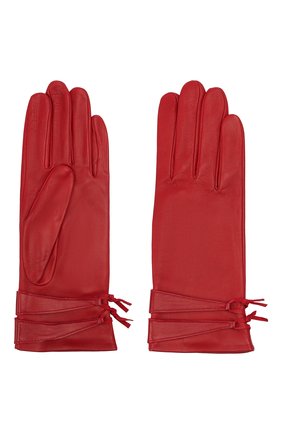 Женские кожаные перчатки AGNELLE красного цвета, арт. MUSE/S | Фото 2 (Материал: Натуральная кожа)