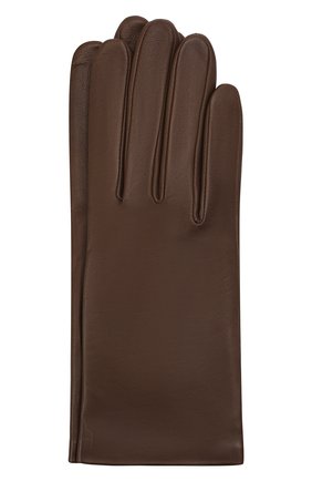Женские кожаные перчатки с подкладкой из шелка AGNELLE темно-бежевого цвета, арт. KATE/S | Фото 1 (Материал: Натуральная кожа)