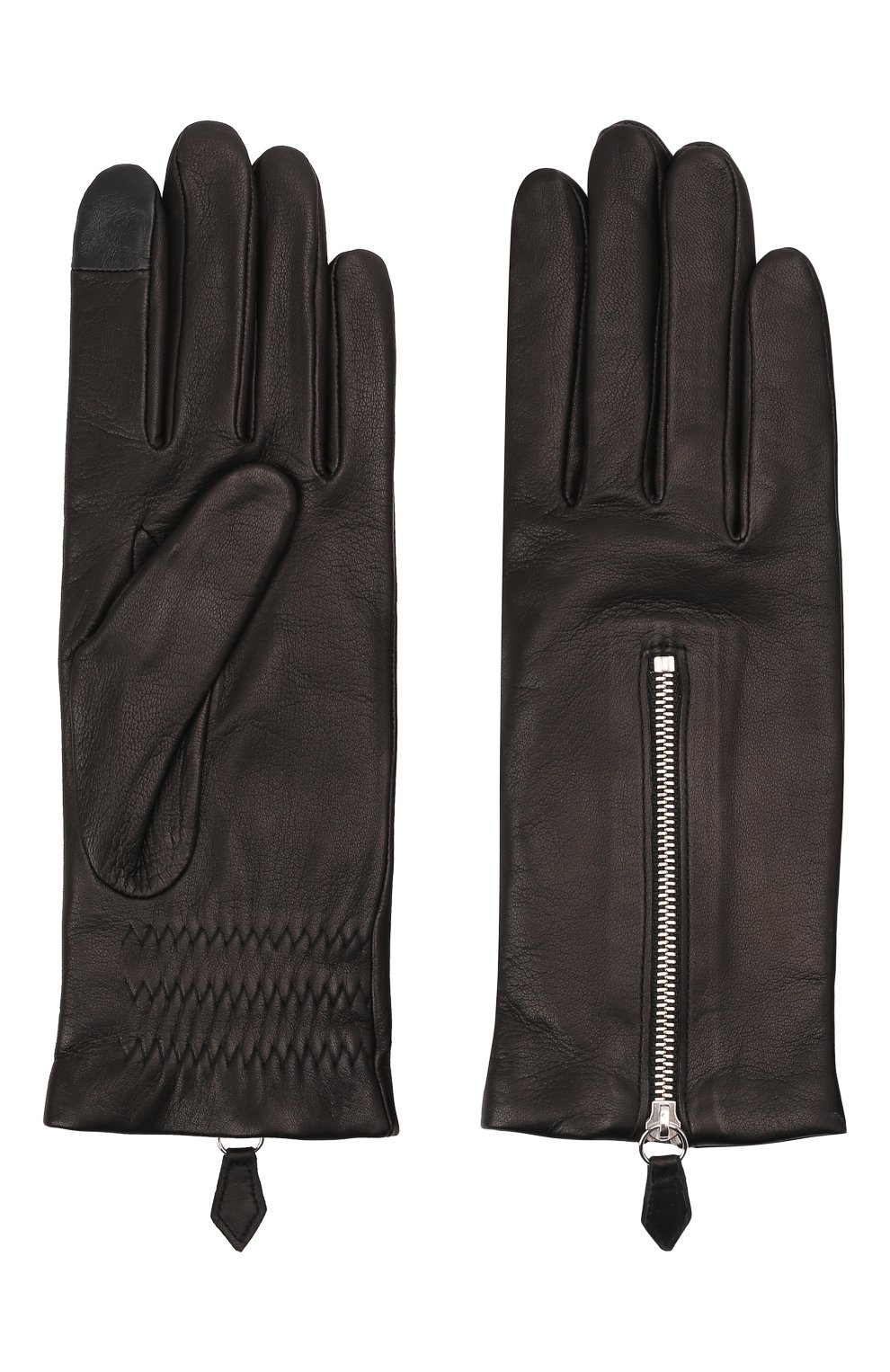 Женские кожаные перчатки AGNELLE черного цвета, арт. JANE/A | Фото 2 (Материал: Натуральная кожа)
