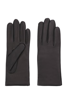 Женские кожаные перчатки AGNELLE темно-серого цвета, арт. INES/A | Фото 2 (Материал: Натуральная кожа)