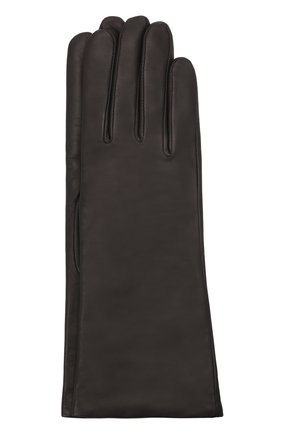 Женские кожаные перчатки AGNELLE темно-серого цвета, арт. CHRISTINA/A | Фото 1 (Материал: Натуральная кожа)