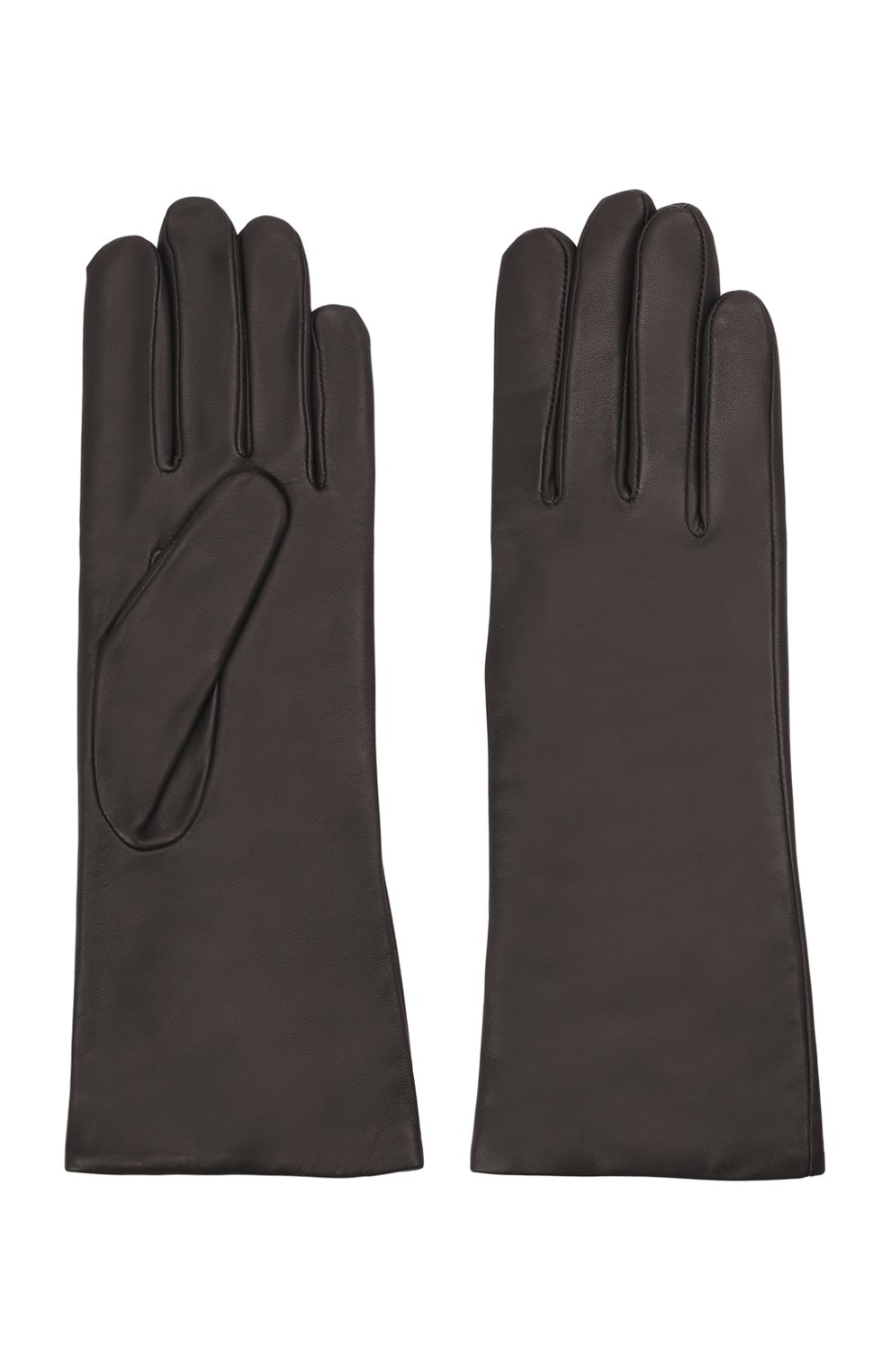 Женские кожаные перчатки AGNELLE темно-серого цвета, арт. CHRISTINA/A | Фото 2 (Материал: Натуральная кожа)