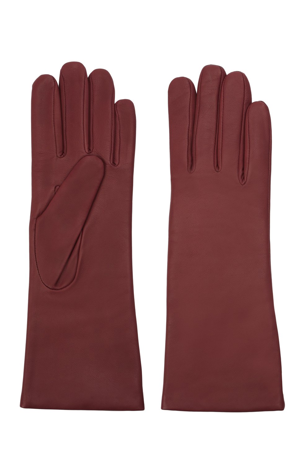 Женские кожаные перчатки AGNELLE бордового цвета, арт. CHRISTINA/A | Фото 2 (Материал: Натуральная кожа)