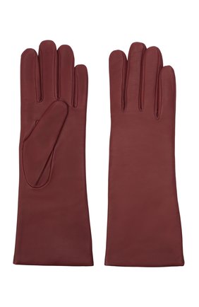 Женские кожаные перчатки AGNELLE бордового цвета, арт. CHRISTINA/A | Фото 2 (Материал: Натуральная кожа)