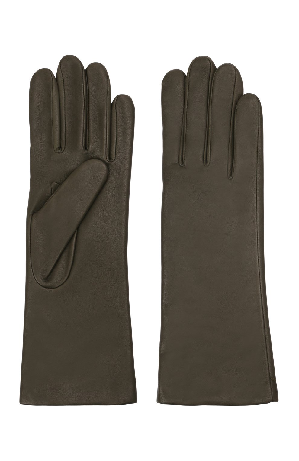 Женские кожаные перчатки AGNELLE хаки цвета, арт. CHRISTINA/A | Фото 2 (Материал: Натуральная кожа)