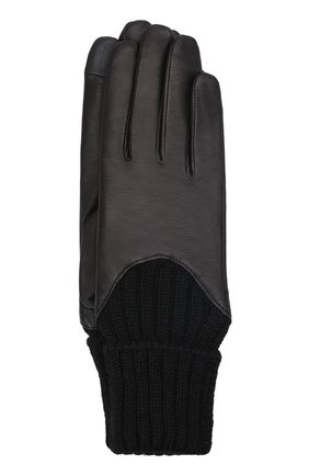 Женские кожаные перчатки AGNELLE черного цвета, арт. CECILIA/A | Фото 1 (Материал: Натуральная кожа)