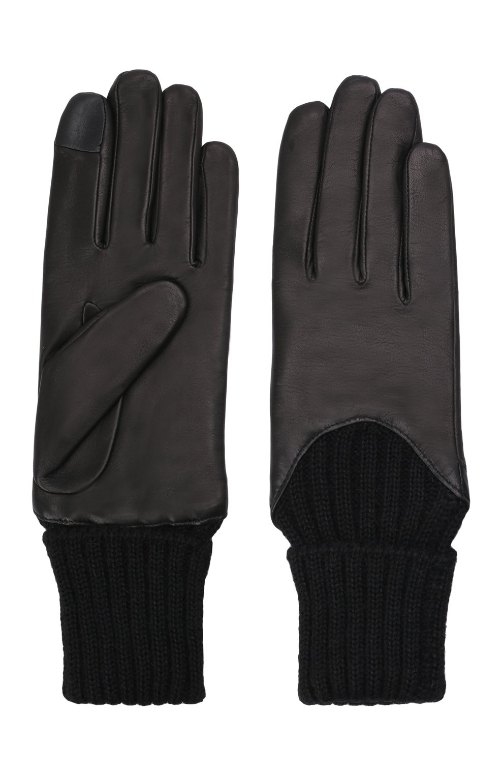Женские кожаные перчатки AGNELLE черного цвета, арт. CECILIA/A | Фото 2 (Материал: Натуральная кожа)