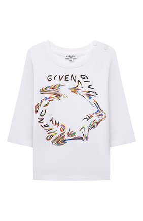 Детский хлопковый лонгслив GIVENCHY белого цвета по цене 13950 руб., арт. H05185 | Фото 1 Детский хлопковый лонгслив GIVENCHY белого цвета, арт. H05185 | Фото 1 (Рукава: Длинные; Материал внешний: Хлопок; Ростовка одежда: 12 мес | 80 см, 18 мес | 86 см, 24 мес | 92 см, 36 мес | 98 см)