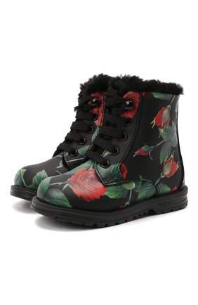 Детские кожаные ботинки DOLCE & GABBANA разноцветного цвета по цене 28800 руб., арт. D20073/AQ415 | Фото 1 Детские кожаные ботинки DOLCE & GABBANA разноцветного цвета, арт. D20073/AQ415 | Фото 1 (Материал утеплителя: Натуральный мех; Материал внешний: Кожа)