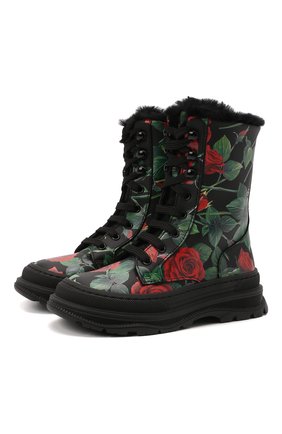 Детские кожаные ботинки DOLCE & GABBANA разноцветного цвета по цене 36900 руб., арт. D11057/AQ415/24-28 | Фото 1 Детские кожаные ботинки DOLCE & GABBANA разноцветного цвета, арт. D11057/AQ415/24-28 | Фото 1 (Материал утеплителя: Натуральный мех; Материал внешний: Кожа)