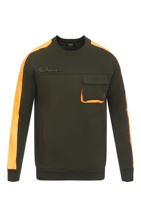 Мужской хлопковый свитшот BALMAIN хаки цвета по цене 97800 руб., арт. WH0JQ070MA00/ | Фото 1 Мужской хлопковый свитшот BALMAIN хаки цвета, арт. WH0JQ070MA00/ | Фото 1 (Материал внешний: Хлопок; Мужское Кросс-КТ: свитшот-одежда; Рукава: Длинные; Принт: С принтом; Стили: Гранж)