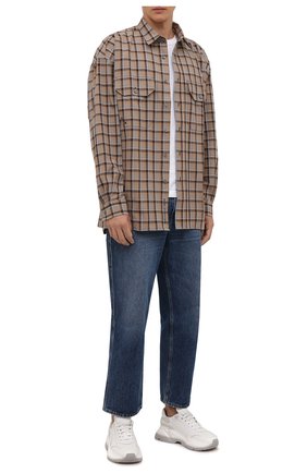 Мужская хлопковая рубашка ACNE STUDIOS коричневого цвета по цене 35200 руб., арт. BB0387 | Фото 2 Мужская хлопковая рубашка ACNE STUDIOS коричневого цвета, арт. BB0387 | Фото 2 (Материал внешний: Хлопок; Длина (для топов): Стандартные; Рукава: Длинные; Случай: Повседневный; Принт: Клетка; Воротник: Кент; Манжеты: На пуговицах; Стили: Кэжуэл)