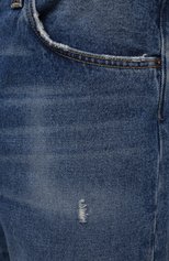 Мужские джинсы ACNE STUDIOS синего цвета, арт. B00149 | Фото 5 (Силуэт М (брюки): Прямые; Кросс-КТ: Деним; Длина (брюки, джинсы): Стандартные; Материал внешний: Хлопок; Детали: Потертости; Стили: Минимализм)