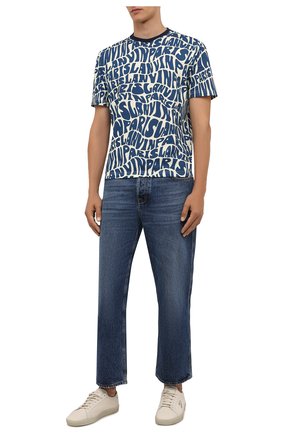 Мужская хлопковая футболка LANVIN синего цвета по цене 27150 руб., арт. RM-TS0002-J053-A21 | Фото 2 Мужская хлопковая футболка LANVIN синего цвета, арт. RM-TS0002-J053-A21 | Фото 2 (Рукава: Короткие; Длина (для топов): Стандартные; Материал внешний: Хлопок; Принт: С принтом; Стили: Кэжуэл)