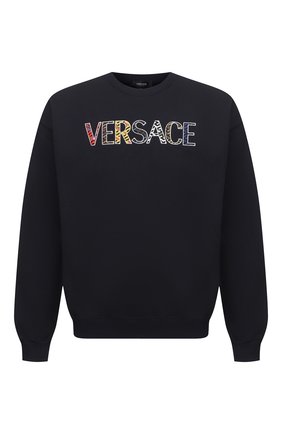 Мужской хлопковый свитшот VERSACE темно-синего цвета по цене 78950 руб., арт. 1002480/1A01812 | Фото 1 Мужской хлопковый свитшот VERSACE темно-синего цвета, арт. 1002480/1A01812 | Фото 1 (Материал внешний: Хлопок; Рукава: Длинные; Длина (для топов): Стандартные; Мужское Кросс-КТ: свитшот-одежда; Принт: С принтом; Стили: Спорт-шик)