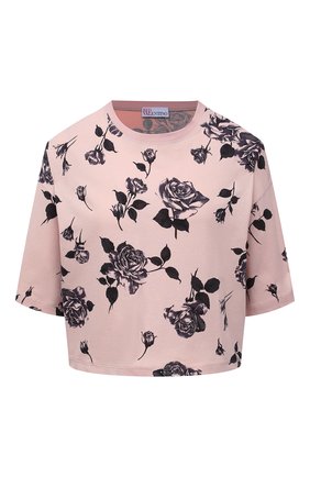 Женская хлопковая футболка REDVALENTINO светло-розового цвета по цене 18550 руб., арт. WR0MG12D/67Y | Фото 1 Женская хлопковая футболка REDVALENTINO светло-розового цвета, арт. WR0MG12D/67Y | Фото 1 (Рукава: 3/4; Длина (для топов): Стандартные; Материал внешний: Хлопок; Принт: С принтом; Женское Кросс-КТ: Футболка-одежда; Стили: Кэжуэл)