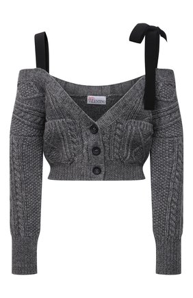 Женский кардиган REDVALENTINO серого цвета по цене 45350 руб., арт. WR0KA02Y/66S | Фото 1 Женский кардиган REDVALENTINO серого цвета, арт. WR0KA02Y/66S | Фото 1 (Рукава: 3/4; Длина (для топов): Укороченные; Материал внешний: Синтетический материал; Женское Кросс-КТ: кардиган-трикотаж; Стили: Кэжуэл)