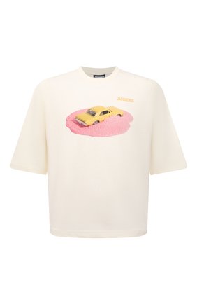 Мужская хлопковая футболка JACQUEMUS кремвого цвета по цене 14100 руб., арт. 216JS105-2310 | Фото 1 Мужская хлопковая футболка JACQUEMUS кремвого цвета, арт. 216JS105-2310 | Фото 1 (Рукава: Короткие; Материал внешний: Хлопок; Длина (для топов): Стандартные; Принт: С принтом; Стили: Гранж)
