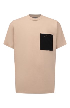 Мужская хлопковая футболка JACQUEMUS бежевого цвета по цене 16700 руб., арт. 216JS004-2290 | Фото 1 Мужская хлопковая футболка JACQUEMUS бежевого цвета, арт. 216JS004-2290 | Фото 1 (Длина (для топов): Стандартные; Материал внешний: Хлопок; Рукава: Короткие; Принт: Без принта; Стили: Минимализм)