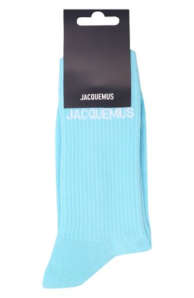 Мужские хлопковые носки JACQUEMUS бирюзового цвета по цене 3080 руб., арт. 216AC003-5000 | Фото 1 Мужские хлопковые носки JACQUEMUS бирюзового цвета, арт. 216AC003-5000 | Фото 1 (Материал внешний: Хлопок; Кросс-КТ: бельё)