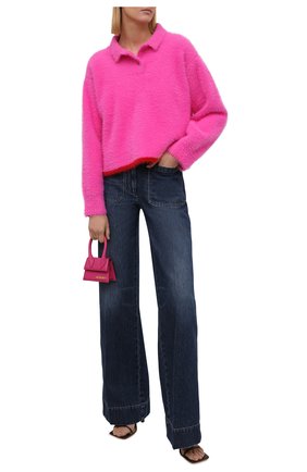 Женский пуловер JACQUEMUS фуксия цвета по цене 46200 руб., арт. 213KN601-2390 | Фото 2 Женский пуловер JACQUEMUS фуксия цвета, арт. 213KN601-2390 | Фото 2 (Материал внешний: Синтетический материал; Рукава: Длинные; Длина (для топов): Стандартные; Женское Кросс-КТ: Пуловер-одежда; Стили: Минимализм)