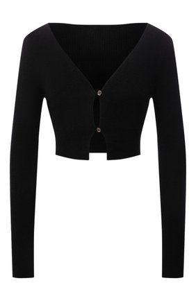 Женский кардиган JACQUEMUS черного цвета по цене 26050 руб., арт. 213KN203-2360 | Фото 1 Женский кардиган JACQUEMUS черного цвета, арт. 213KN203-2360 | Фото 1 (Длина (для топов): Укороченные; Материал внешний: Шерсть, Синтетический материал; Рукава: Длинные; Женское Кросс-КТ: кардиган-трикотаж; Стили: Минимализм)