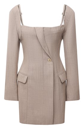 Женское шерстяное платье JACQUEMUS бежевого цвета по цене 62900 руб., арт. 213DR001-1260 | Фото 1 Женское шерстяное платье JACQUEMUS бежевого цвета, арт. 213DR001-1260 | Фото 1 (Рукава: Длинные; Материал подклада: Вискоза; Длина Ж (юбки, платья, шорты): Мини; Материал внешний: Шерсть; Женское Кросс-КТ: Платье-одежда; Случай: Повседневный; Стили: Минимализм)