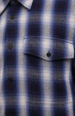 Мужская хлопковая рубашка DRIES VAN NOTEN синего цвета, арт. 212-020756-3238 | Фото 5 (Манжеты: На пуговицах; Принт: Клетка; Воротник: Кент; Рукава: Длинные; Случай: Повседневный; Длина (для топов): Удлиненные; Материал внешний: Хлопок; Стили: Кэжуэл)