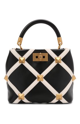Женская сумка roman stud small VALENTINO черно-белого цвета по цене 226000 руб., арт. WW0B0I97/ZDF | Фото 1 Женская сумка roman stud small VALENTINO черно-белого цвета, арт. WW0B0I97/ZDF | Фото 1 (Размер: small; Ремень/цепочка: На ремешке; Материал: Натуральная кожа; Сумки-технические: Сумки top-handle; Сумки: Сумки)