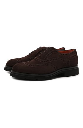 Мужские замшевые оксфорды SANTONI темно-коричневого цвета по цене 69200 руб., арт. MCCG17820UM4IRPHT50 | Фото 1 Мужские замшевые оксфорды SANTONI темно-коричневого цвета, арт. MCCG17820UM4IRPHT50 | Фото 1 (Материал внутренний: Натуральная кожа; Стили: Классический; Материал внешний: Замша, Кожа; Мужское Кросс-КТ: Броги-обувь)