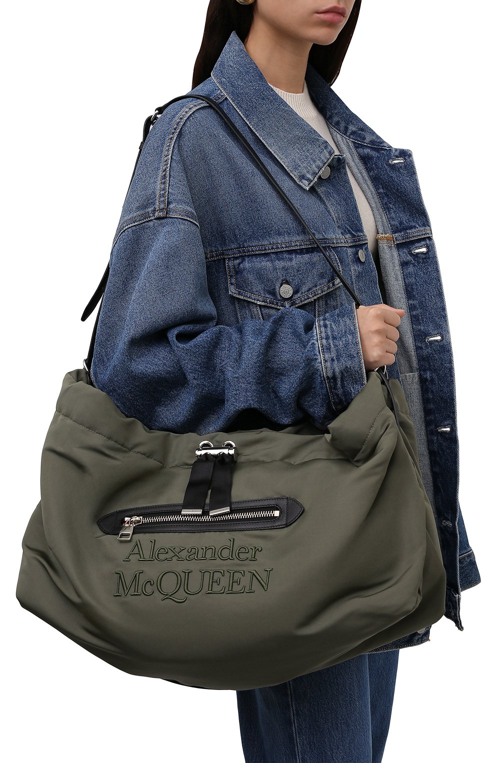 Женская дорожная сумка bundle ALEXANDER MCQUEEN хаки цвета, арт. 666130/16XAD | Фото 2 (Материал: Текстиль; Размер: large)