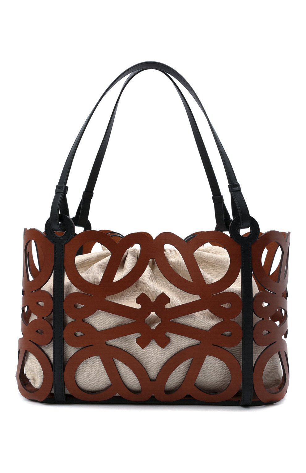 Женский сумка-тоут anagram LOEWE коричневого цвета, арт. A717Q04X01 | Фото 1 (Сумки-технические: Сумки-шопперы; Материал: Натуральная кожа; Размер: large)