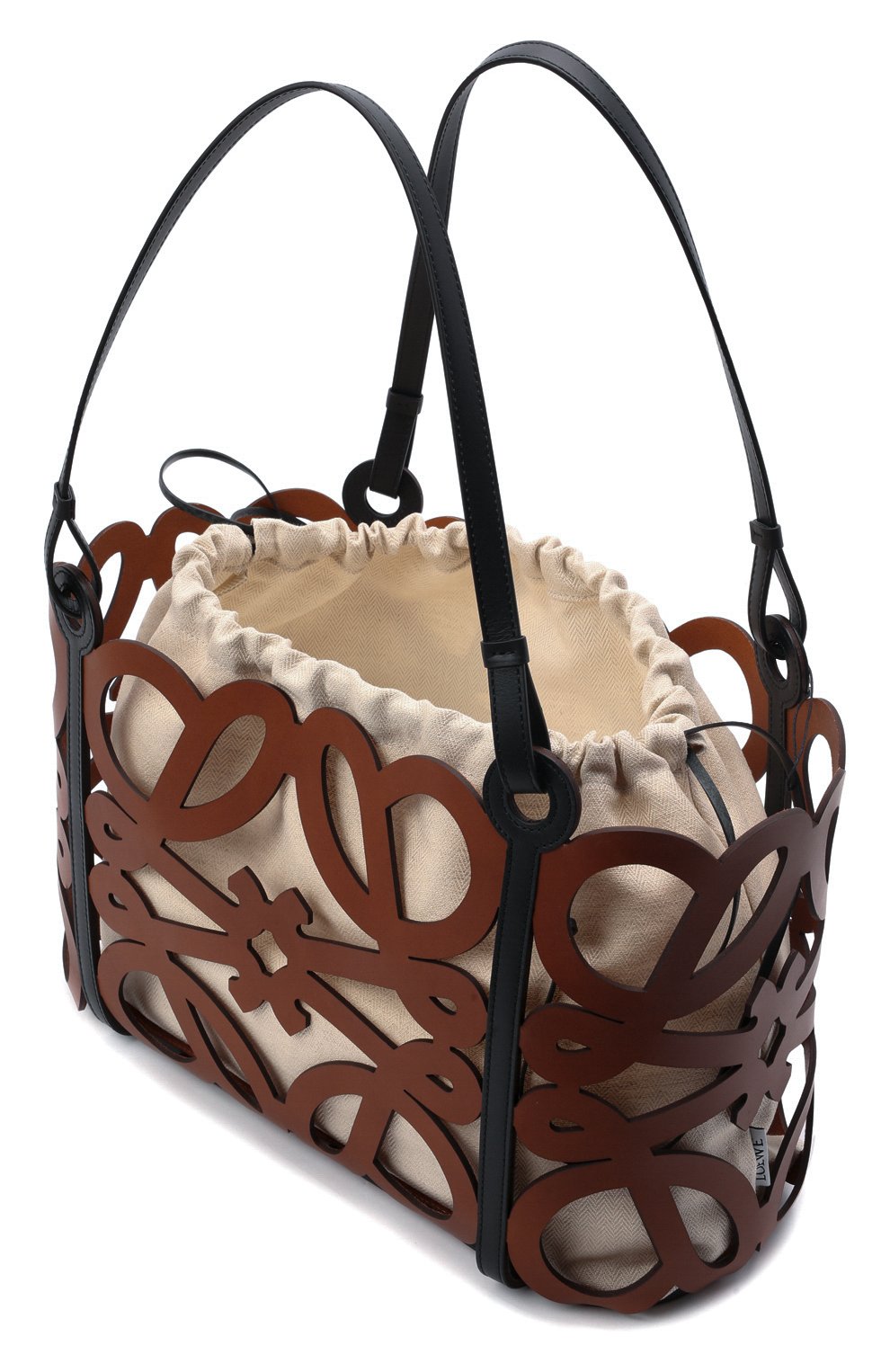 Женский сумка-тоут anagram LOEWE коричневого цвета, арт. A717Q04X01 | Фото 4 (Сумки-технические: Сумки-шопперы; Материал: Натуральная кожа; Размер: large)