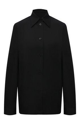 Женская шерстяная рубашка JIL SANDER черного цвета, арт. JSWT605206-WT202500 | Фото 1 (Материал внешний: Шерсть; Стили: Минимализм; Рукава: Длинные; Принт: Без принта; Женское Кросс-КТ: Рубашка-одежда; Длина (для топов): Стандартные, Удлиненные; Региональные ограничения белый список (Axapta Mercury): RU)